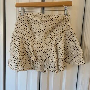 Zara Cream and Black Polka Dot Mini Skort